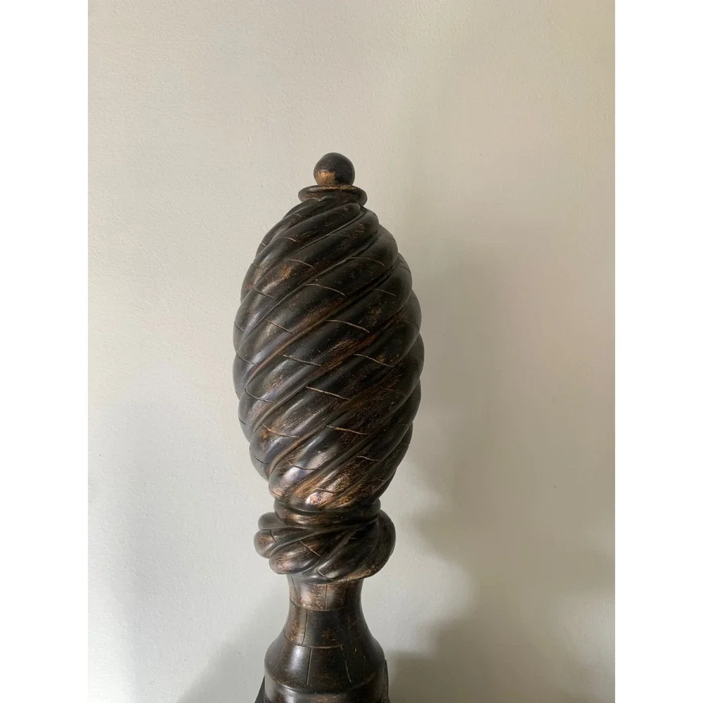 Vintage Style‎ Spiral Finial Sculpture Bronze Gold Tone Pedestal Decor 17.5
